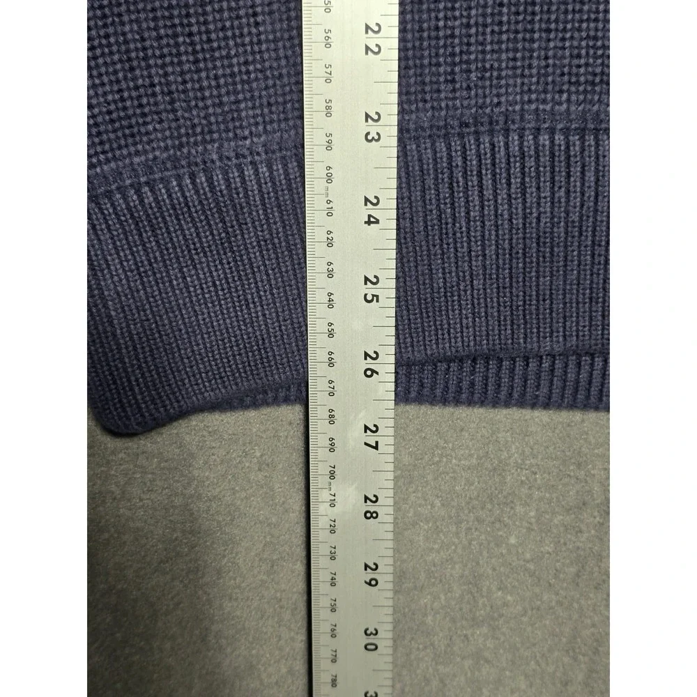 J. Crew Sweater Men's Large Blue Pullover 1/4 Snap Button Mock Neck‎ Long Sleeve - Picture 6 of 6